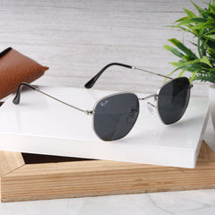 AirFrame 48 Hexagonal Silver-Black Sunglass