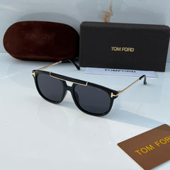 Stealth Black Gold Double Bridge Square Sunglass