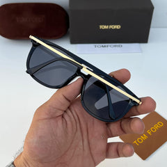 Stealth Black Gold Double Bridge Square Sunglass