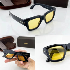 T0m F0rd 184 Black-Yellow Sunglass (Shining) with glossy black frame and yellow lenses