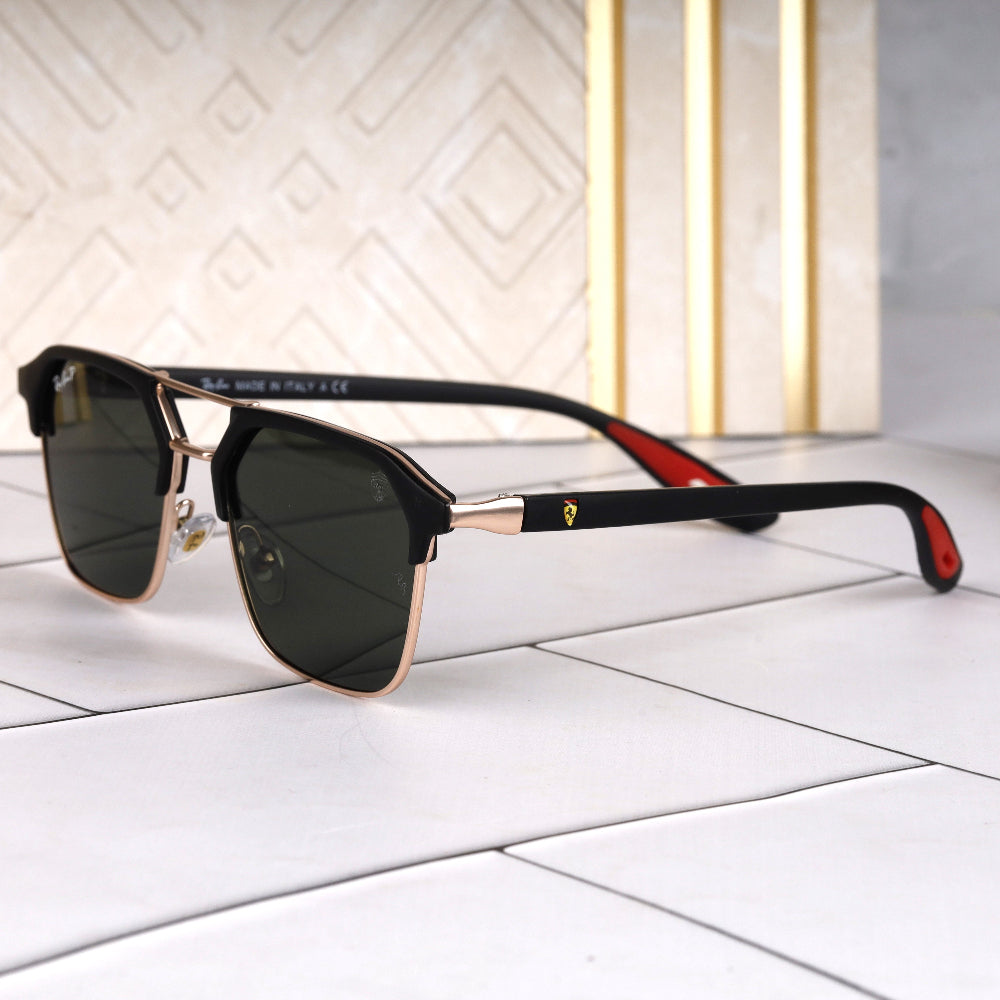 Stealth 44 Green-Gold Square Sunglass