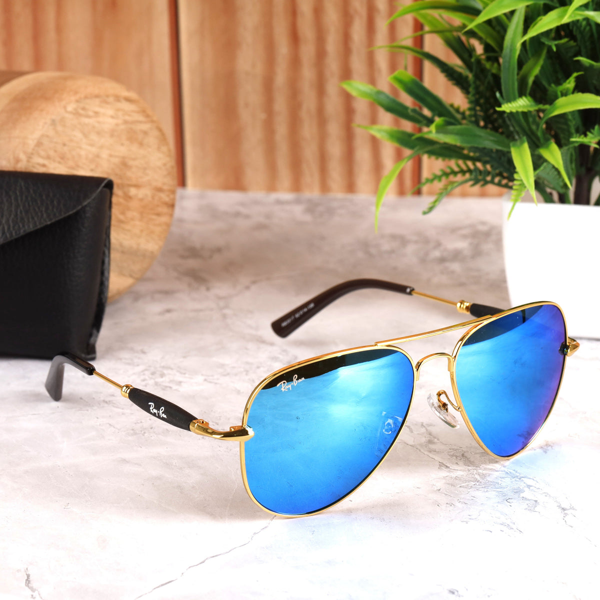 AirFrame 3517 Gold-Blue Mirror Sunglass