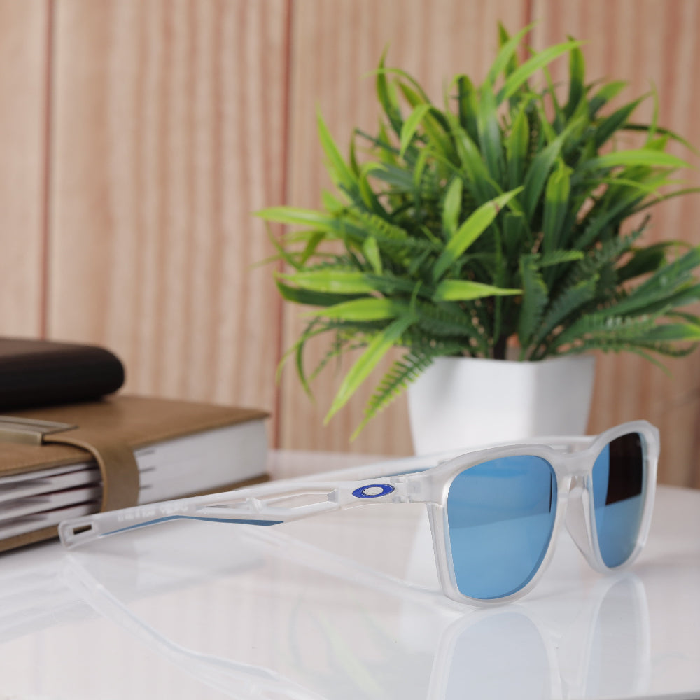 OX ZJ3364 white frame sunglasses with blue prizam polarised UV 400 lenses – JUO INDIA
