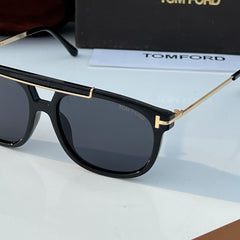 Stealth Black Gold Double Bridge Square Sunglass