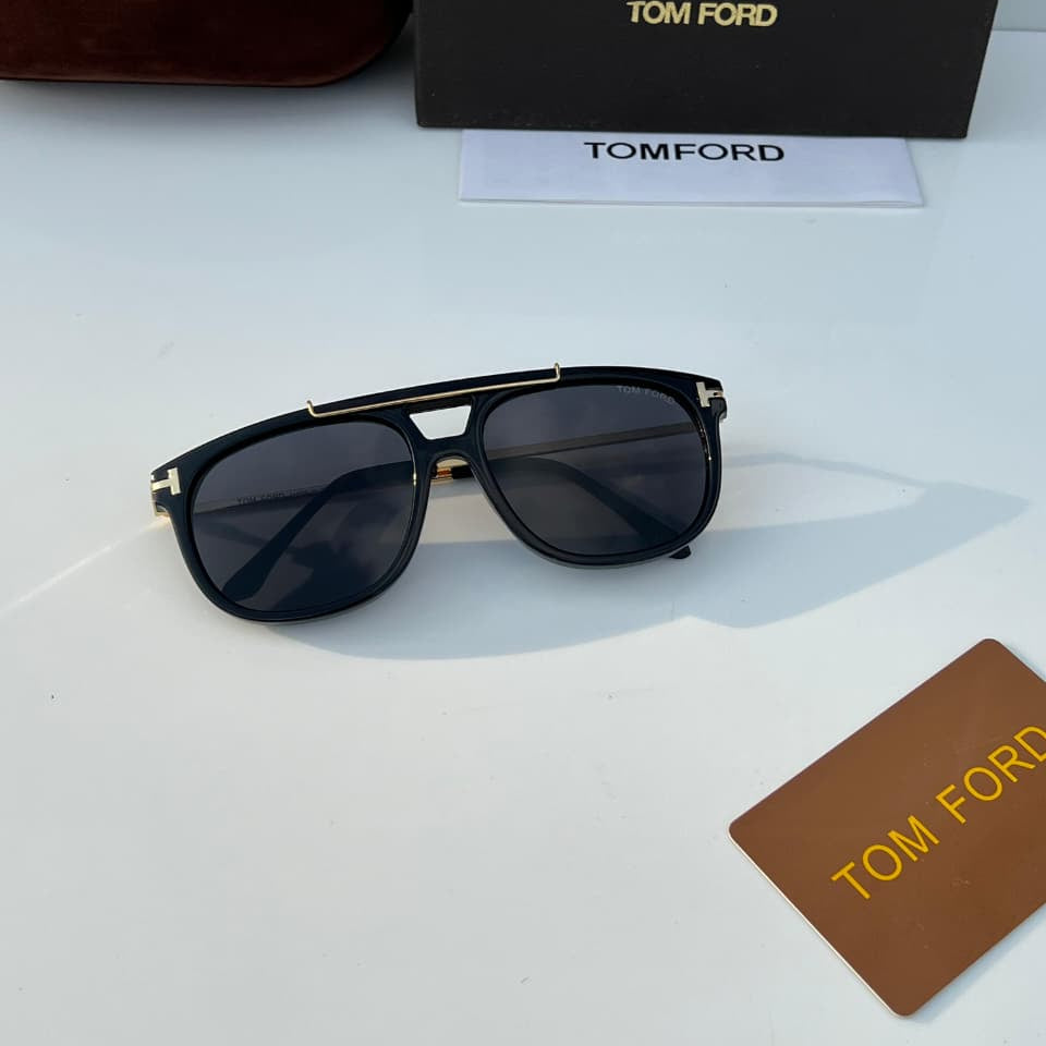 Stealth Black Gold Double Bridge Square Sunglass