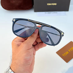 Stealth Black Gold Double Bridge Square Sunglass