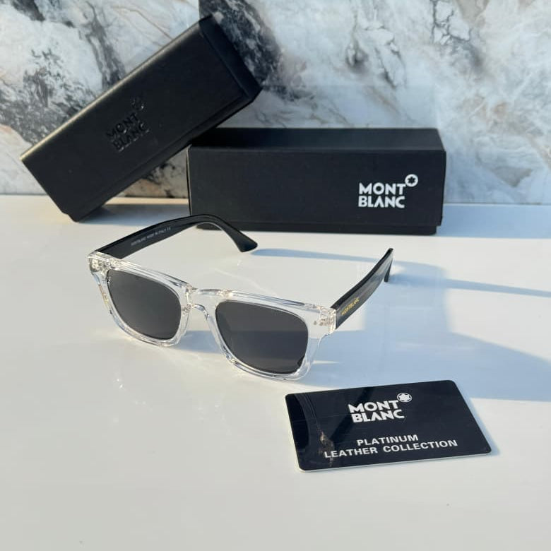 Stealth MB 0254 Crystal Clear Black Square Sunglass