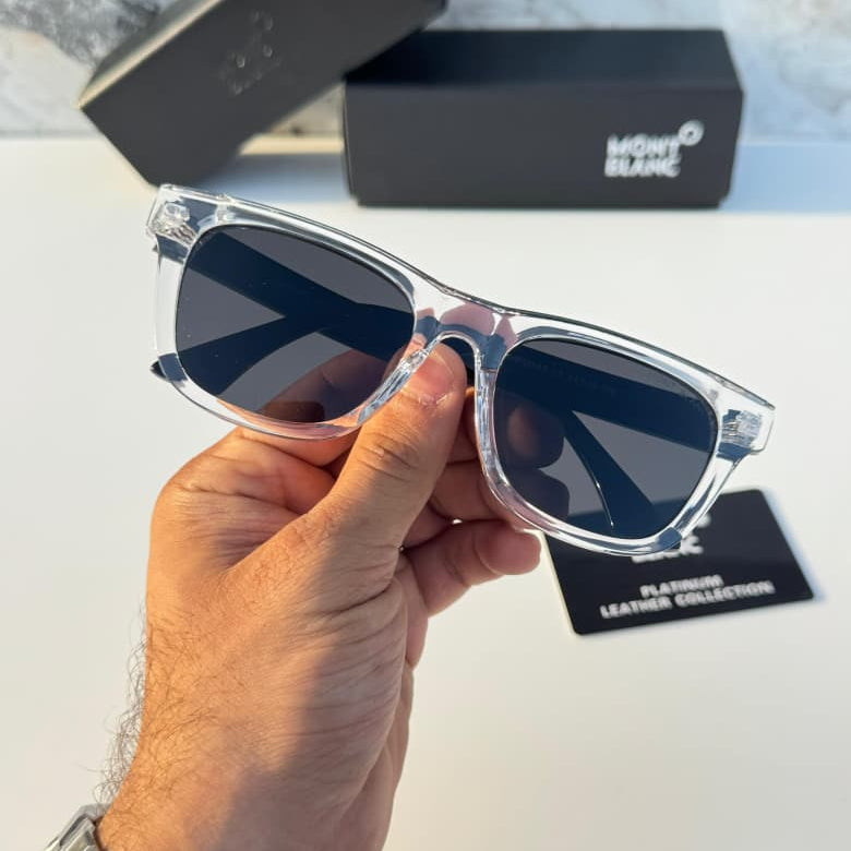 Stealth MB 0254 Crystal Clear Black Square Sunglass