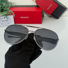 Stealth PR Silver-Black Tear Drop Sunglass