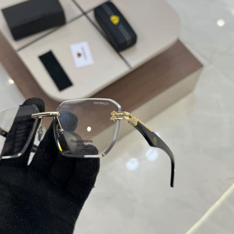 Stealth MB 0021 Gold Black Rimless Square Photochromic Sunglass