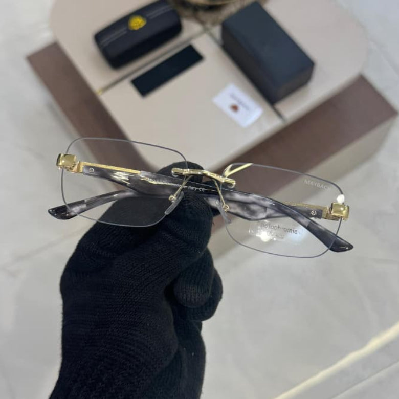 Stealth MB Z25 Gold Marble Rimless Square Photochromic Sunglass