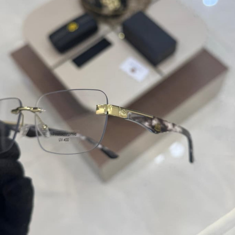 Stealth MB Z25 Gold Marble Rimless Square Photochromic Sunglass