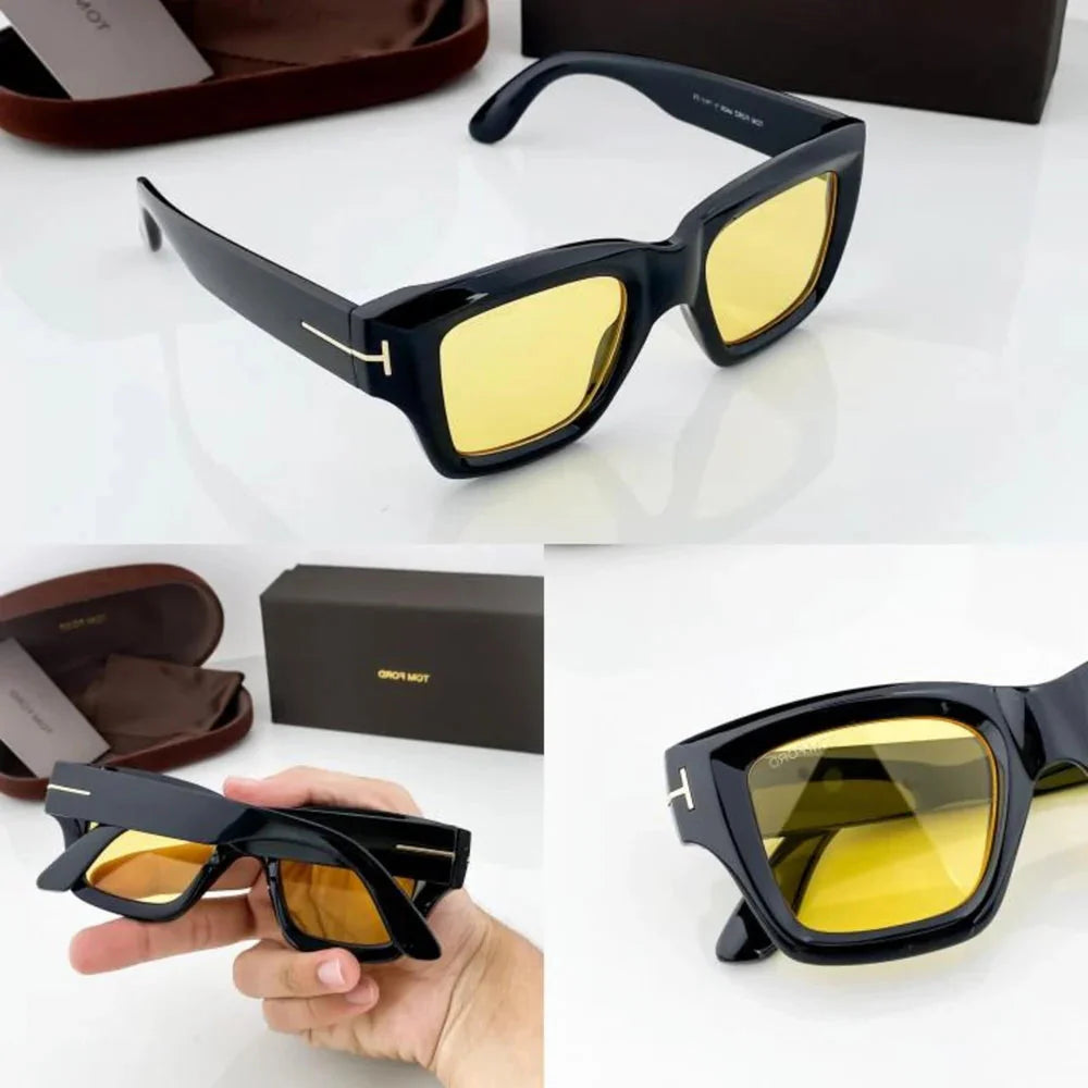 T0m F0rd 184 Black-Yellow Sunglass (Shining) with glossy black frame and yellow lenses